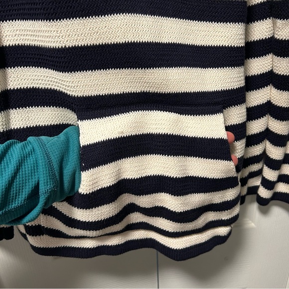 Navy and White Striped Women Sweater - Picture 4 of 6